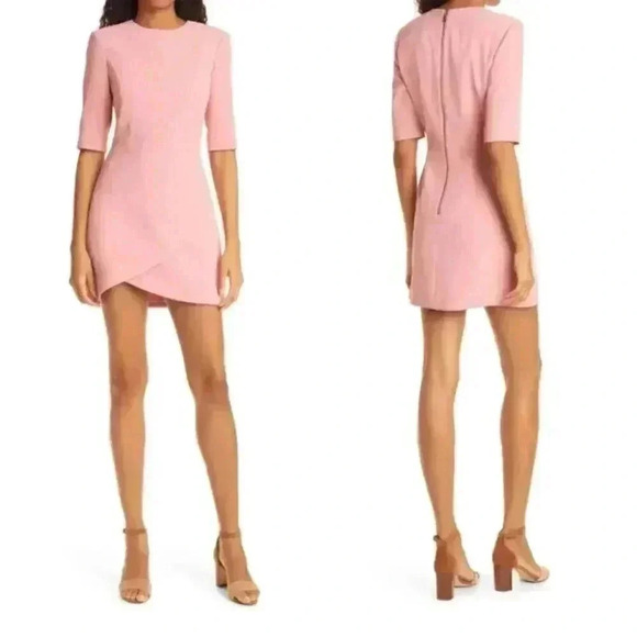 NWOT Alice + Olivia Calista Overlay Crepe Sheath Dress in Pink - Picture 1 of 8